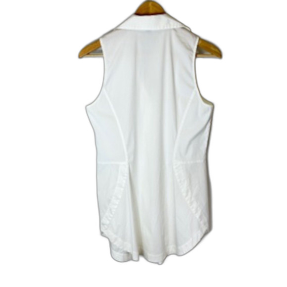 Lafayette 148 White Cotton Sleeveless Fit & Flare Button Front Shirt Size 6 - Picture 7 of 11